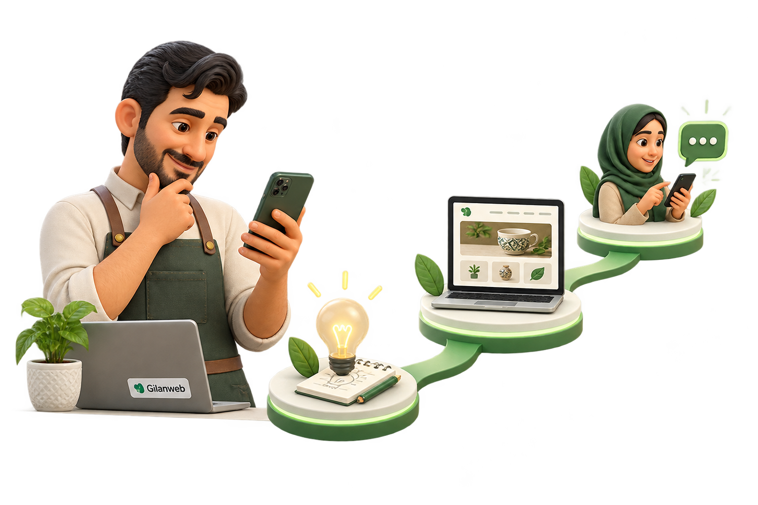 صاحب کسب‌وکار کوچک در مسیر راه‌اندازی حضور آنلاین