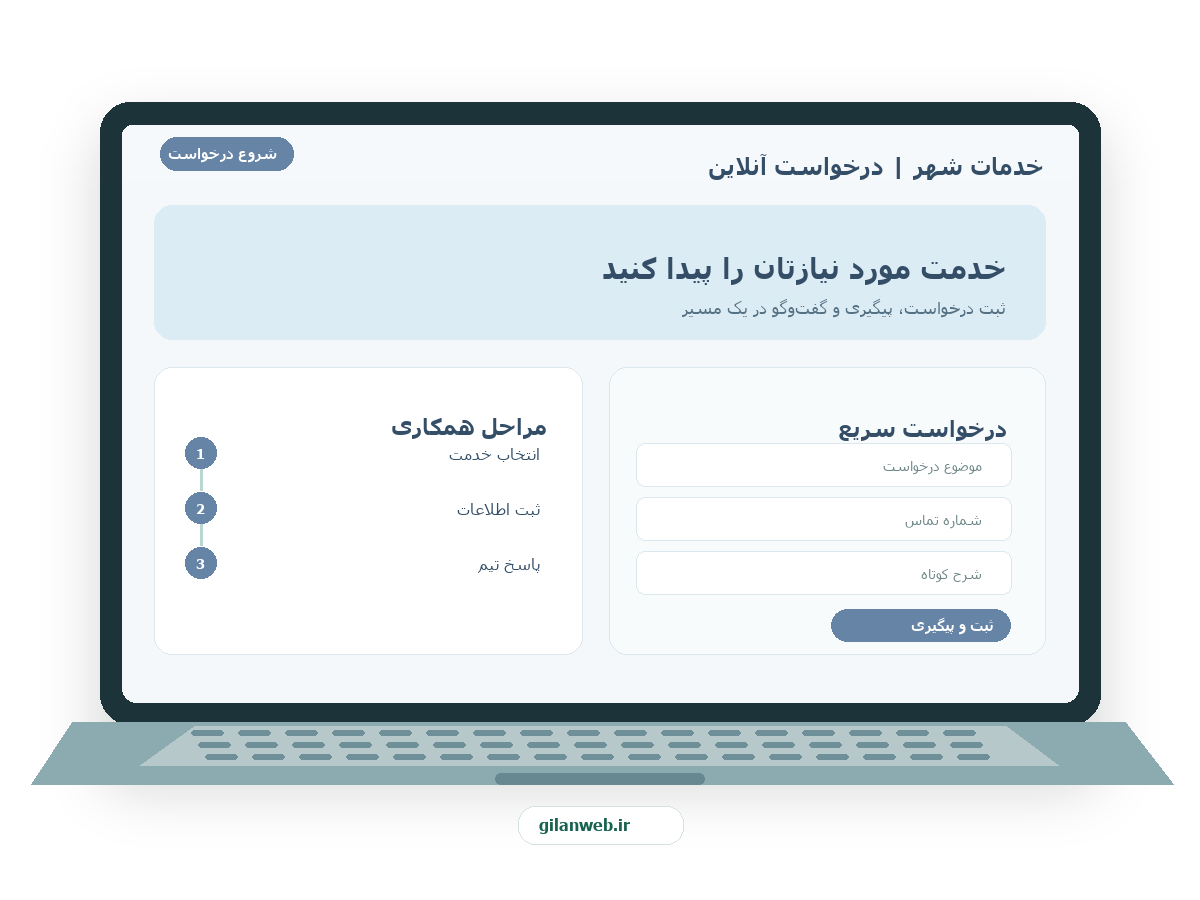 سمپل موکاپ لپ‌تاپ فارسی خدمات شهر