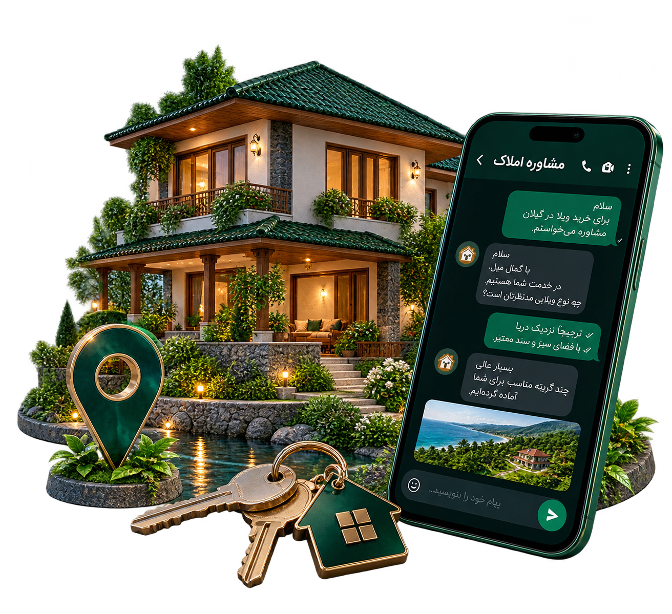 مدل ویلا و تلفن مشاوره برای آغاز طراحی سایت املاک