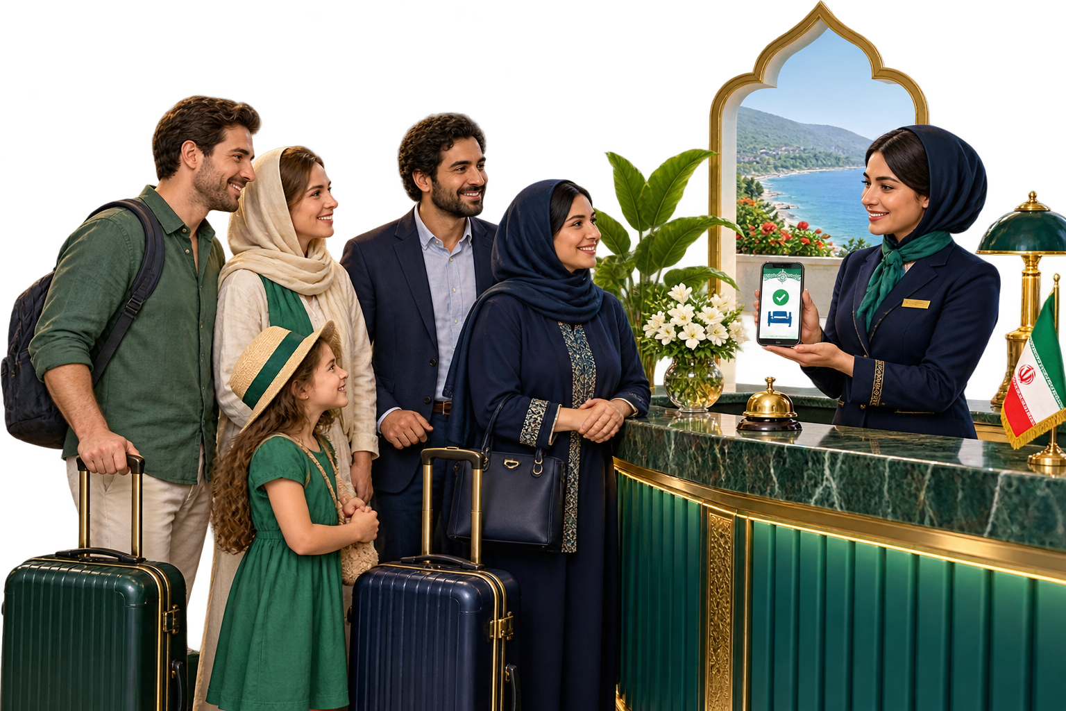 مهمانان هتل در پذیرش همراه با تأیید درخواست رزرو