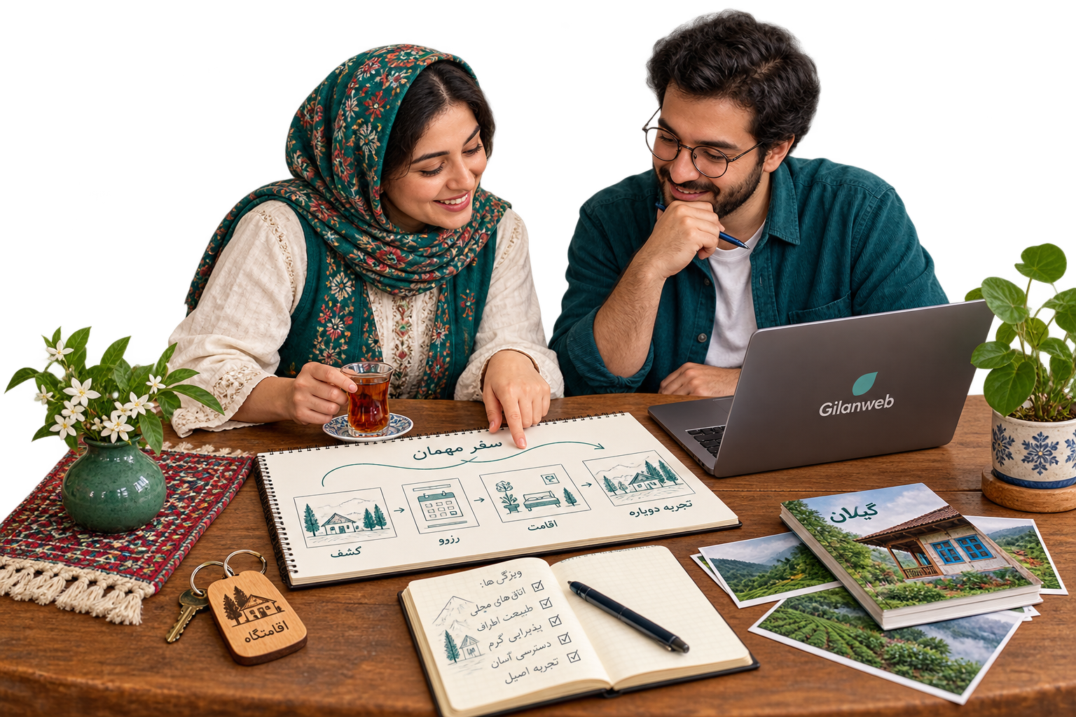 همکاری میزبان اقامتگاه با طراح برای بررسی مسیر رزرو مهمان