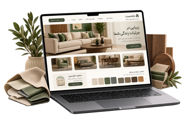 موکاپ سایت فارسی برای طراحی سایت مبل و دکوراسیون