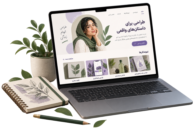 موکاپ سایت فارسی برای طراحی سایت شخصی و نمونه‌کار