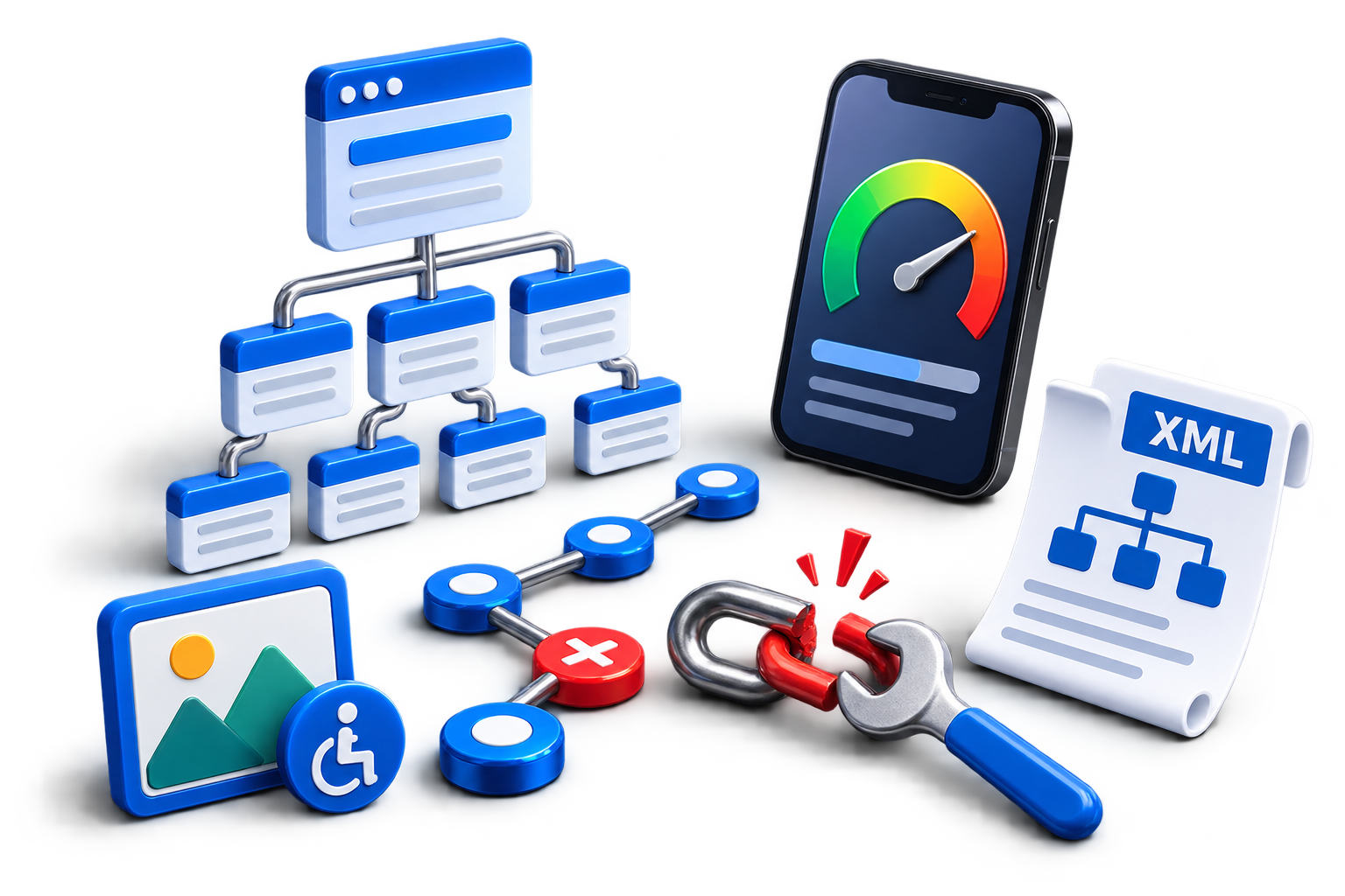بررسی ساختار فنی سایت، موبایل، پیوندها و نقشه صفحه‌ها