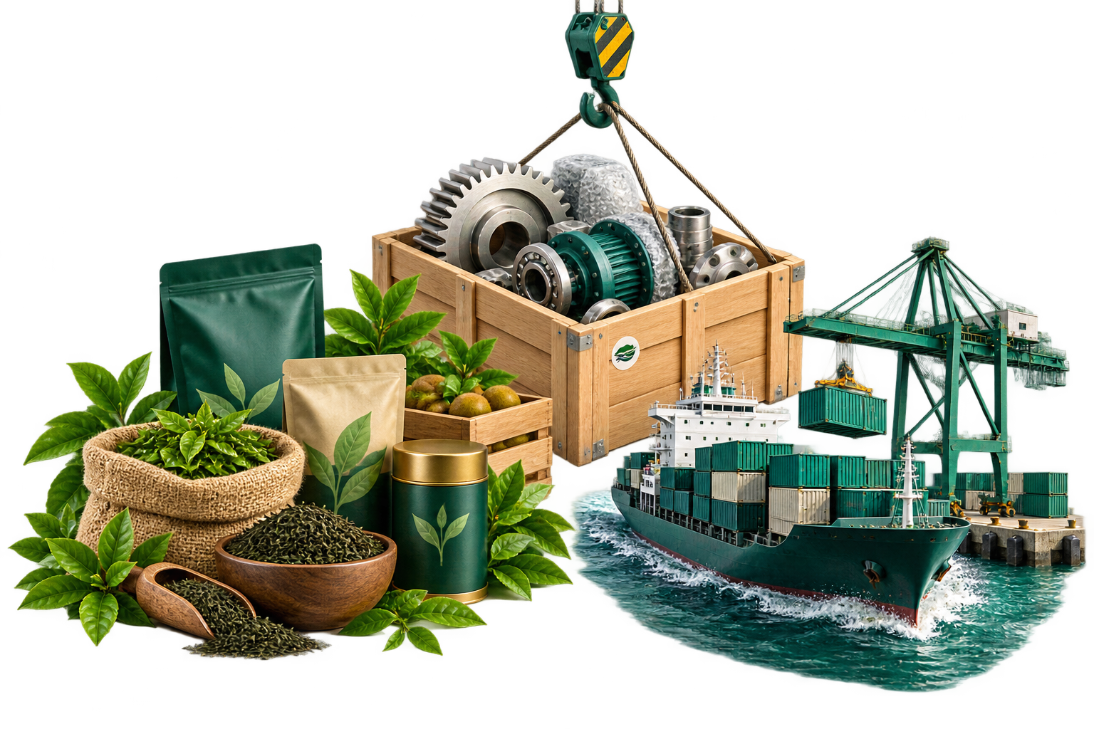 کالای کشاورزی، قطعات صنعتی و حمل‌ونقل دریایی
