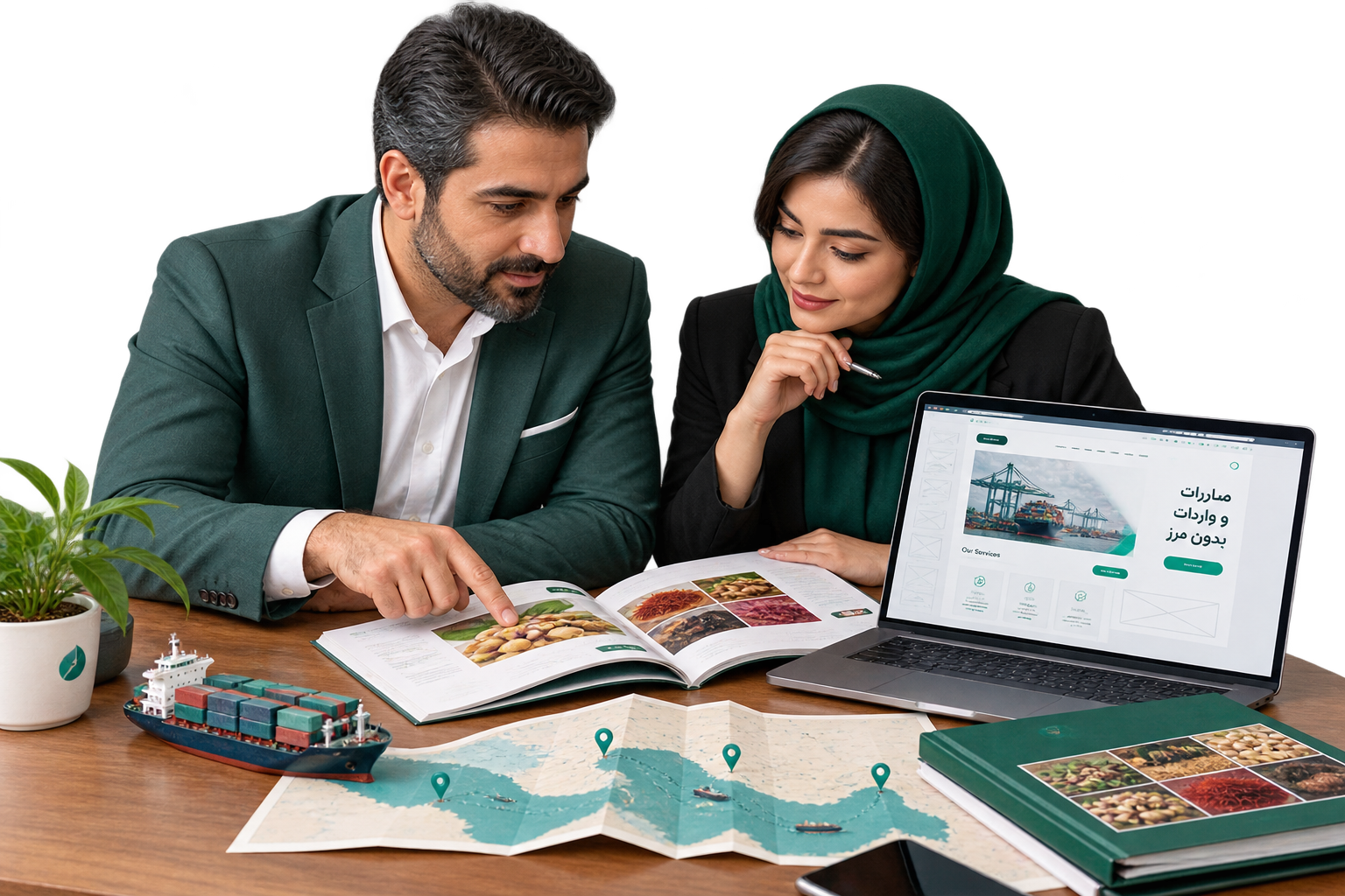جلسه بررسی کاتالوگ و ساختار سایت میان مدیر بازرگانی و طراح