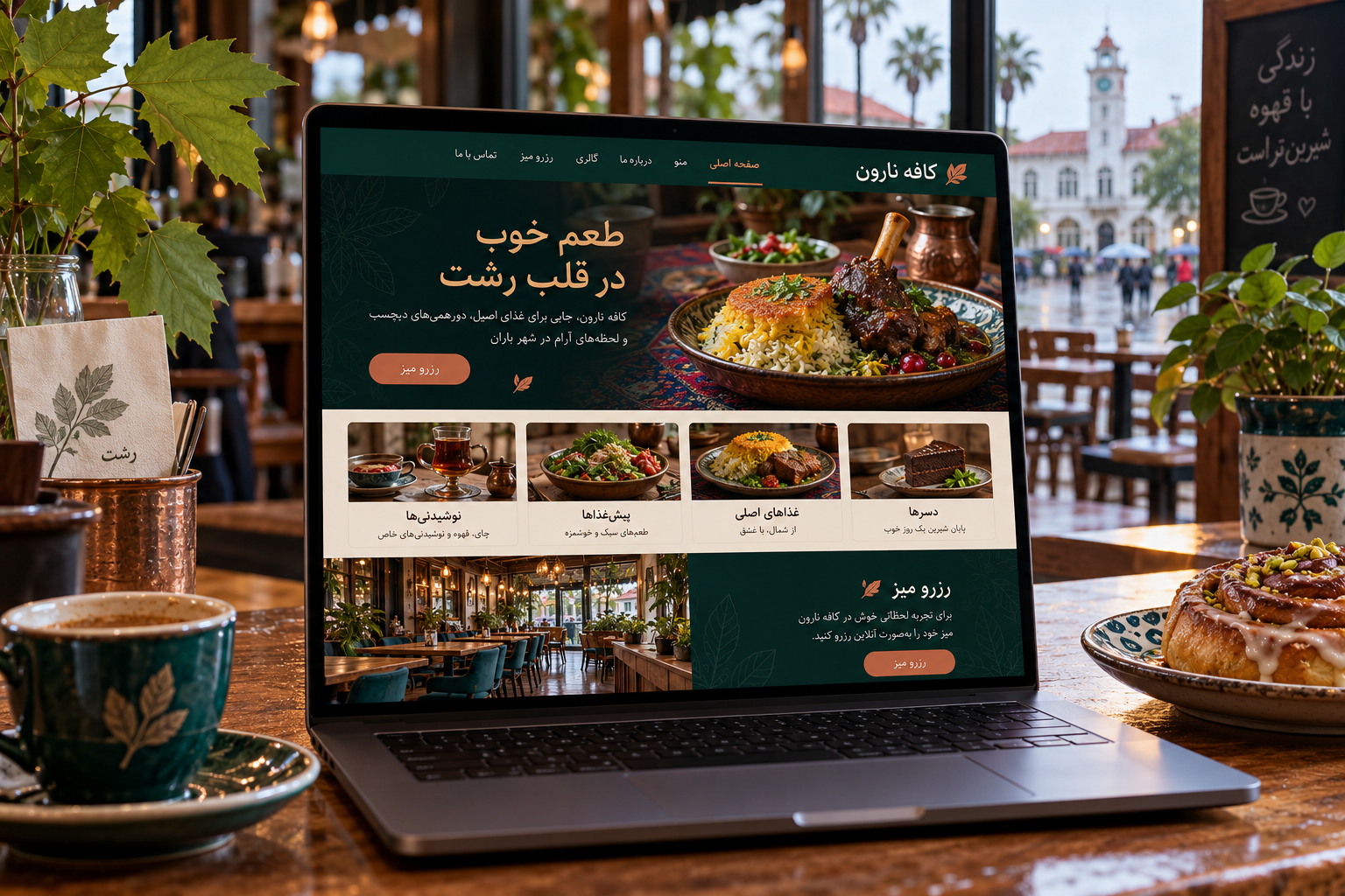 سمپل موکاپ لپ‌تاپ فارسی سایت کافه نارون